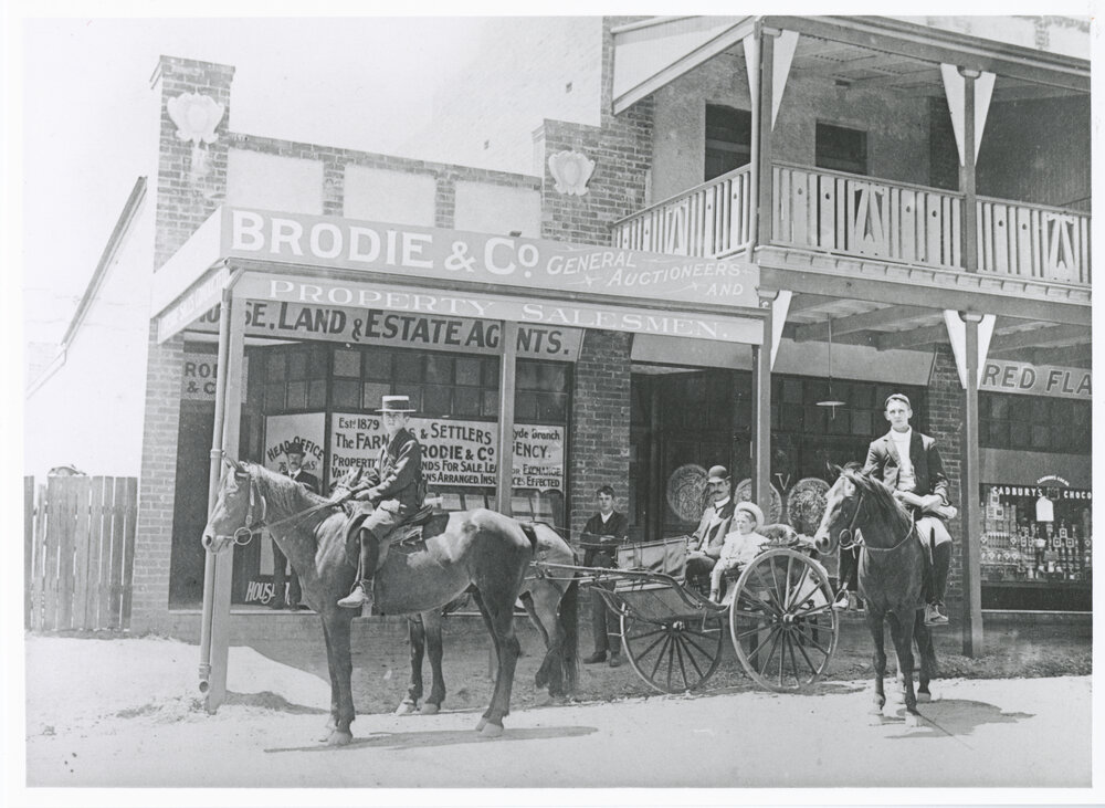 Brodie &amp; Co, General Auctioneers and Property Salesmen, tram terminus Ryde, 1910