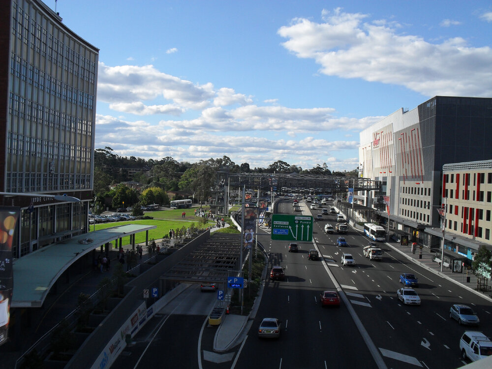 New Ryde Library community book pass : view of Lane Cove Road and Blaxland Road intersection