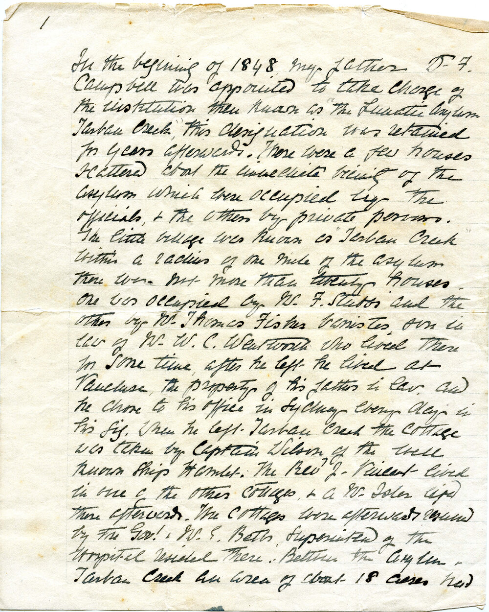 Reminiscences of son or daughter of Dr Francis Campbell