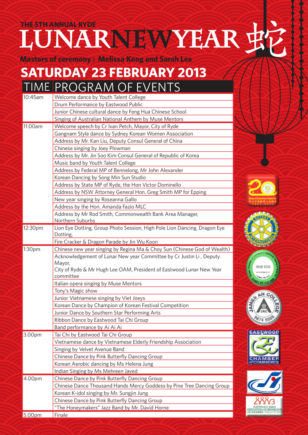 Lunar New Year, main festival day program, 2013