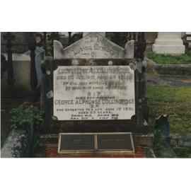 Collingridge: Headstone of Lucy Monica, George Alphonse, Lucy and Edward Aloysius Collingridge, undated. 