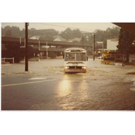 Flooding at The Avenue looking towards Lakeside Road, Eastwood, 1984