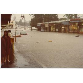 Flooding at Railway Parade looking towards East Parade, Eastwood, 1984