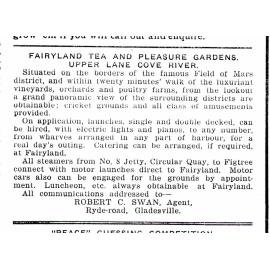 Fairyland Tea and Pleasure gardens, upper Lane Cover River 