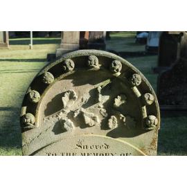Smith: Close-up of the top of the headstone of Maria Ann Smith d.1870 and Thomas Smith d.1870