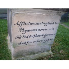 Ebrill: Close-up of the verse on the grave of Mrs E Ebrill, d.1841