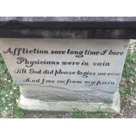 Ebrill: Close-up of the verse on the grave of Mrs E Ebrill, d.1841