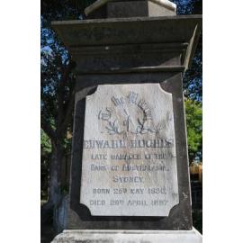 Hughes: Close-up of inscription on the grave of Edward Hughes d.1887