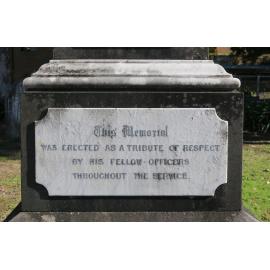 Hughes: Close-up of inscription on the base of the grave of Edward Hughes d.1887