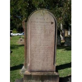Krust: Headstone of Christian Krust d.1865, Leslie Cecil Krust d.1885 and Martha Lillian Krust d.1888