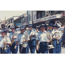 Band walking the parade route