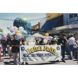 Bahai faith group marching in the parade 