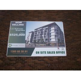  219 Blaxland Road, Ryde: real estate advertising sign for new apartment building on the site