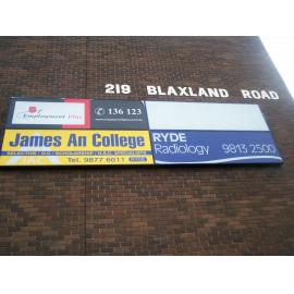 219 Blaxland Road, Ryde: signage on Blaxland Road (western) facade