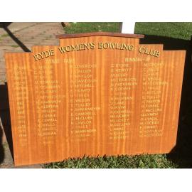 Ryde Women's Bowling Club: minor pairs & runners-up honor board