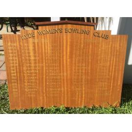 Ryde Women's Bowling Club: minor pairs & runners-up honor board
