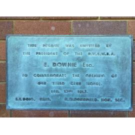 Ryde Bowling Club: plaque for the opening of the third club house, 1967