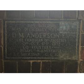Gladesville RSL Youth Club entrance gateway: close-up of plaque for official opening, 1935