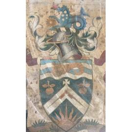 The coat of arms: close-up of shield and heraldic elements
