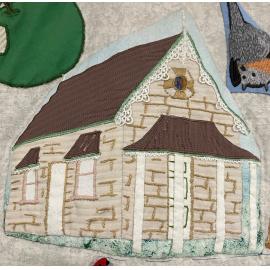 The Ryde Bicentenary quilt, 1992: close-up of original Ryde Court House, Church Street, Ryde