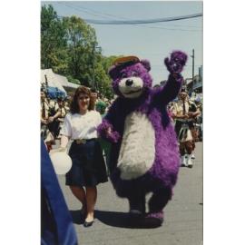 Toyworld mascot in the Granny Smith Festival parade