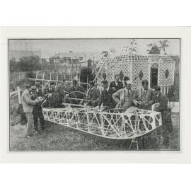 Ministerial party inspecting an aeroplane being built by Jack Jones in the backyard of his house in Dickson Avenue, West Ryde