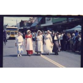 Group dressed in period costume, Granny Smith Festival parade
