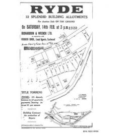 Ryde : 12 splendid building allotments : for auction sale on the ground on Saturday, 14th February 1920