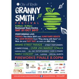 Granny Smith Festival poster with sponsors, 2017
