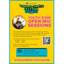 Youth Zone open mike sessions, Granny Smith Festival (Flyer)