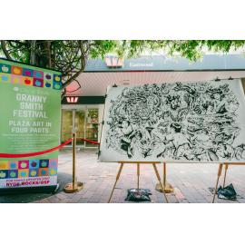 Finished art work by Chris Yee located in the Eastwood Plaza