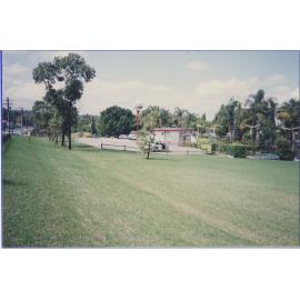 View from the corner of Wharf Road and Victoria Road, showing the putt putt course at Melrose Park