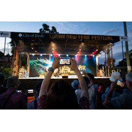 Spectating the main stage, Lunar New Year Festival, 2024