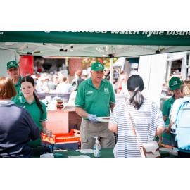 Neighbourhood Watch sausage sizzle at the Easter celebration, West Ryde