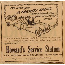 Howards Service Station advertisement 