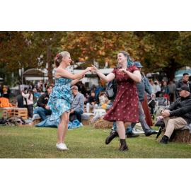 Ladies dancing at the Cork & Fork festival, Putney