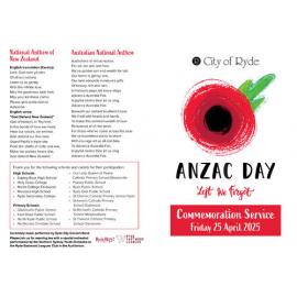 Anzac Day program, 2025