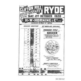 Clifton Hill Estate, Ryde : auction sale on the land Saturday 2nd October 1920