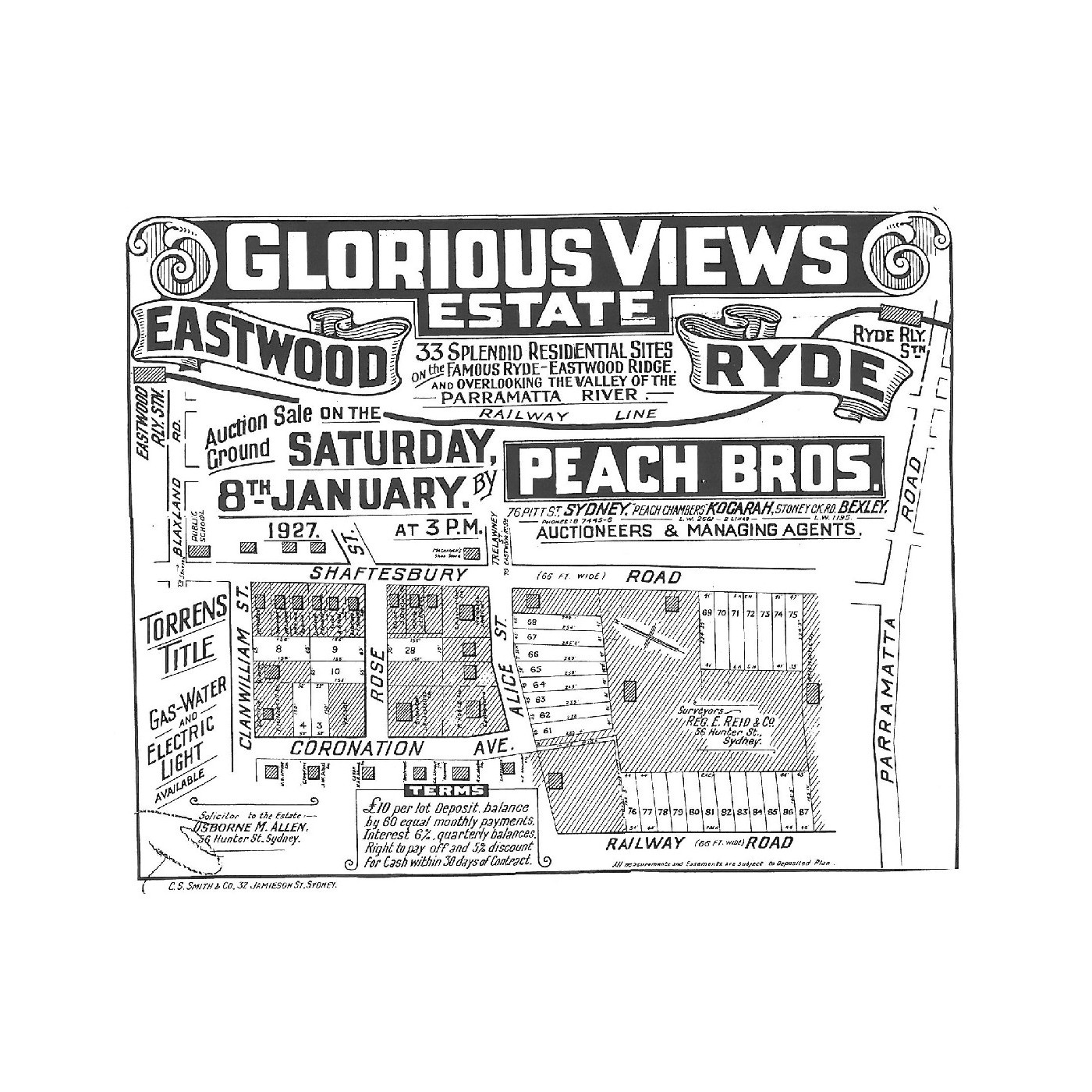 Glorious Views Estate, Eastwood-Ryde: auction sale on the ground Saturday 8th January, 1927