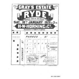 Gray's Estate, Ryde: for auction sale on the ground Saturday 10th January 1920