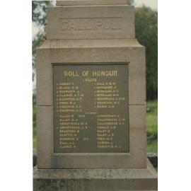 First World War memorial (Roll of Honour), Meadowbank