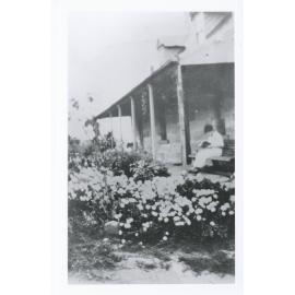 Woman reading on the front verandah of "Rockend" cottage, Punt Road Gladesville, around 1900 