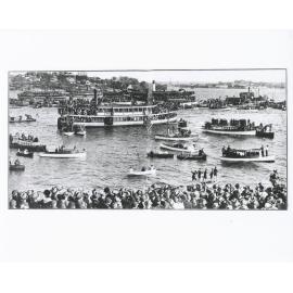 Spectator craft at the finish of the GPS annual "Head of the River" regatta on the Parramatta River, May 1926 