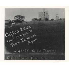 Clifton Estate, showing Pope Street, "Clifton House" and "Hampton Court" near the tram terminus at Ryde, around 1912 