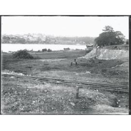 Looking across the Parramatta River from Rhodes towards the Ryde Swimming Baths, around 1914