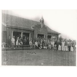 Members of the Ryde Bowling Club in front of the clubhouse in the early 1940s 
