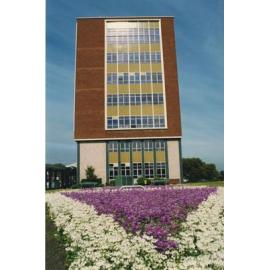 Ryde Civic Centre, north facade and flowerbeds, August 2003 
