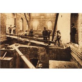 Interior of Ryde Pumping Station during construction, around 1889