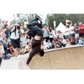 Skater doing a handplant trick, Australia Day 2026