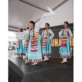Traditional Korean dancers on the Koreatown stage at Ryde's Lunar New Year festival, 2026